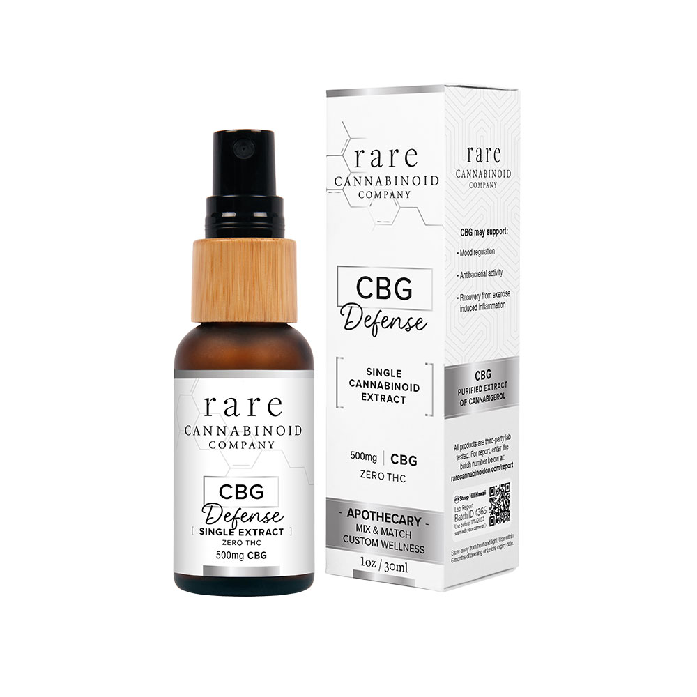 CBG oil tincture from Rare Cannabinoid Company for discomfort relief and stress resilience