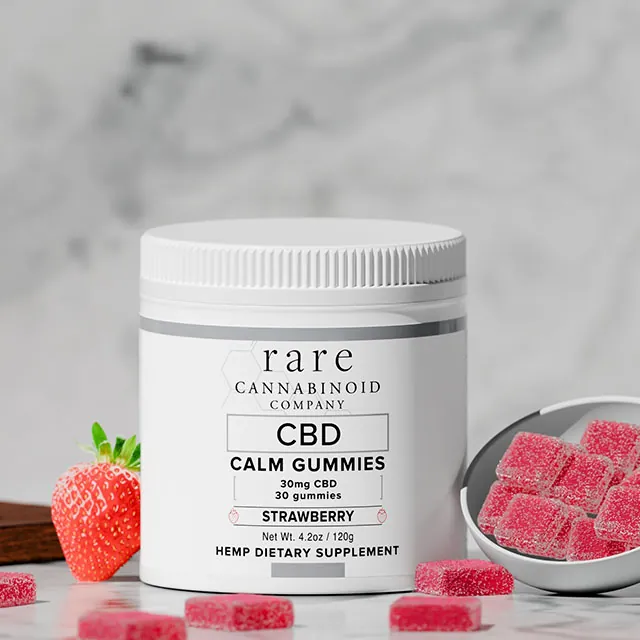 CBD-Calm-Gummies-Relax-Chill-Discomofrt-Relief-Rare-Cannabinoids-Vegan-Strawberry