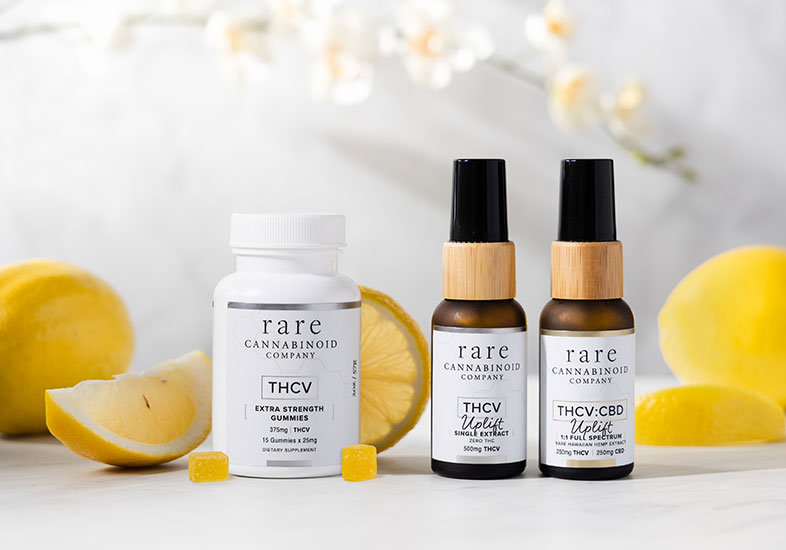 THCV gummies, tinctures, and blends promote energy and appetite suppression, which can aid weight loss. THCV products - edibles & oils category banner