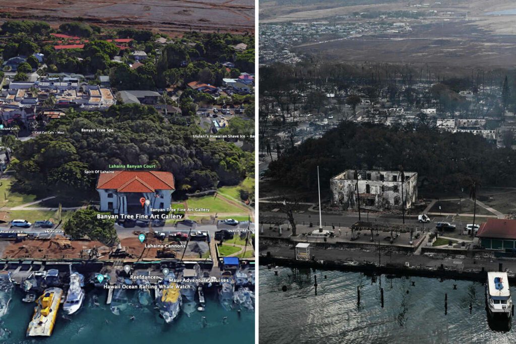 Before-And-After-Lahaina-Maui-Photo-Hawaiian-CBD-Donation-Relief-Maui-Strong